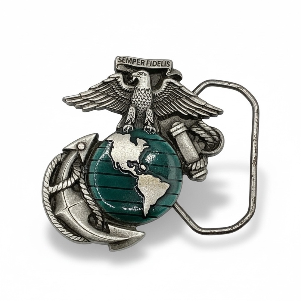 Vintage 1991 US Marines Semper Fidelis‎ EGA Belt Buckle Great American Products